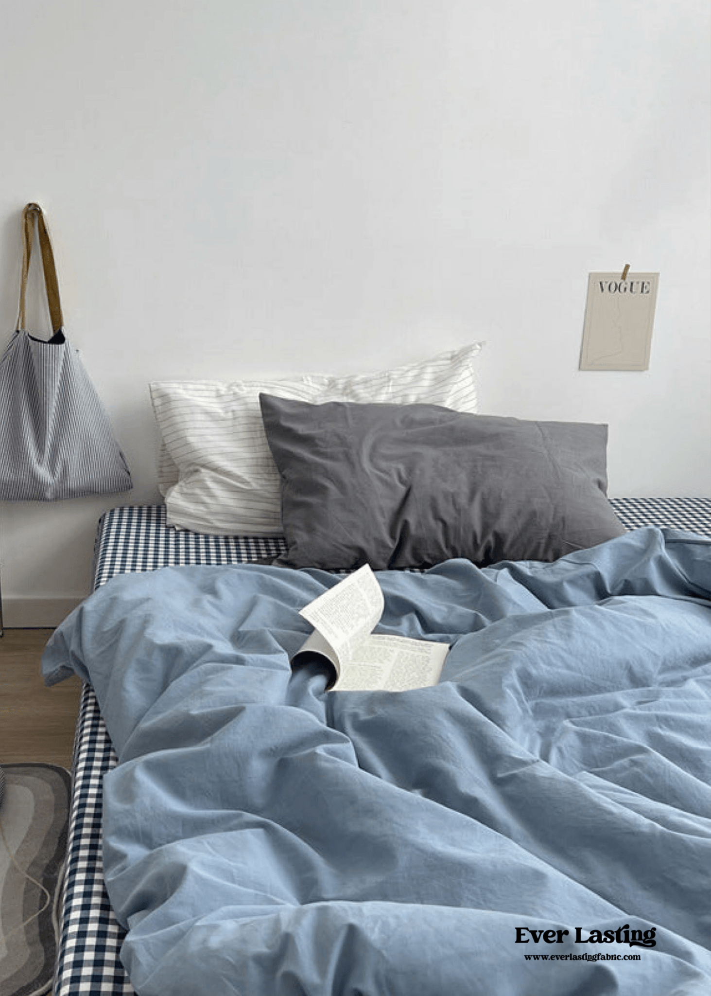 Minimal Mixed Gingham Bedding Set / Blue