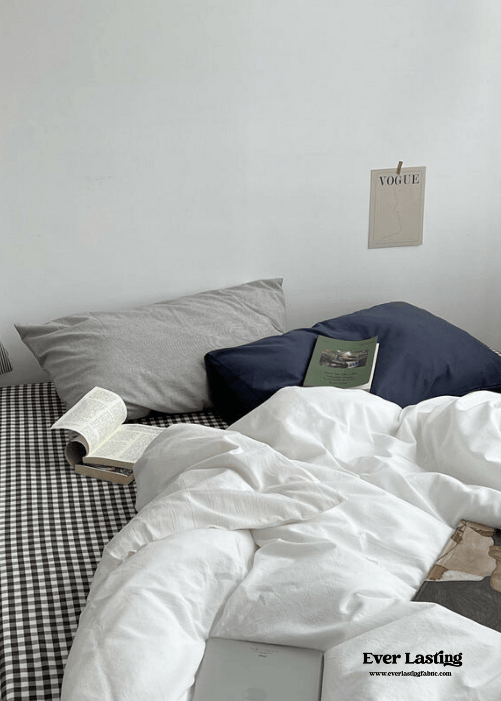 Minimal Mixed Gingham Bedding Set / Blue