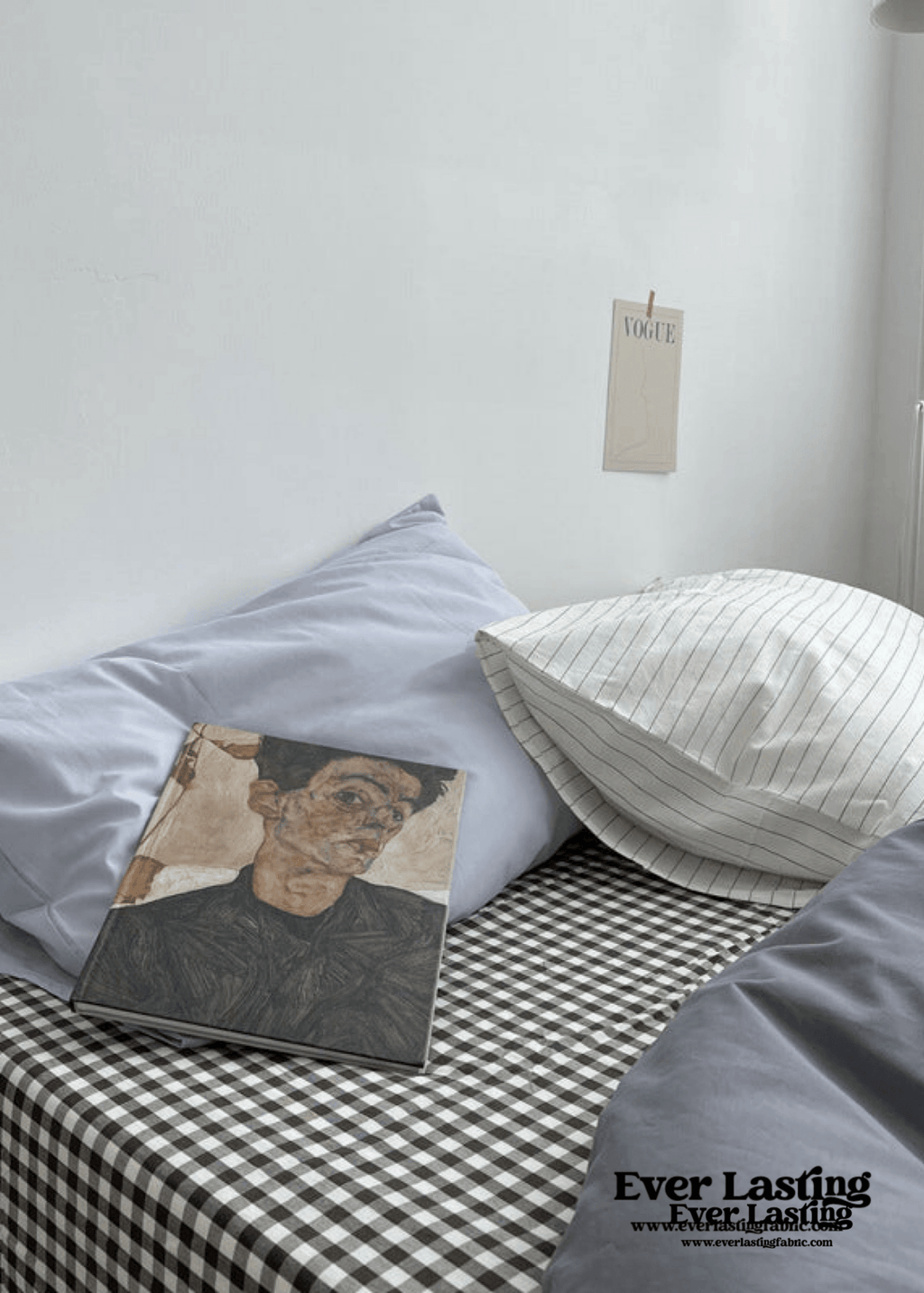 Minimal Mixed Gingham Bedding Set / Blue