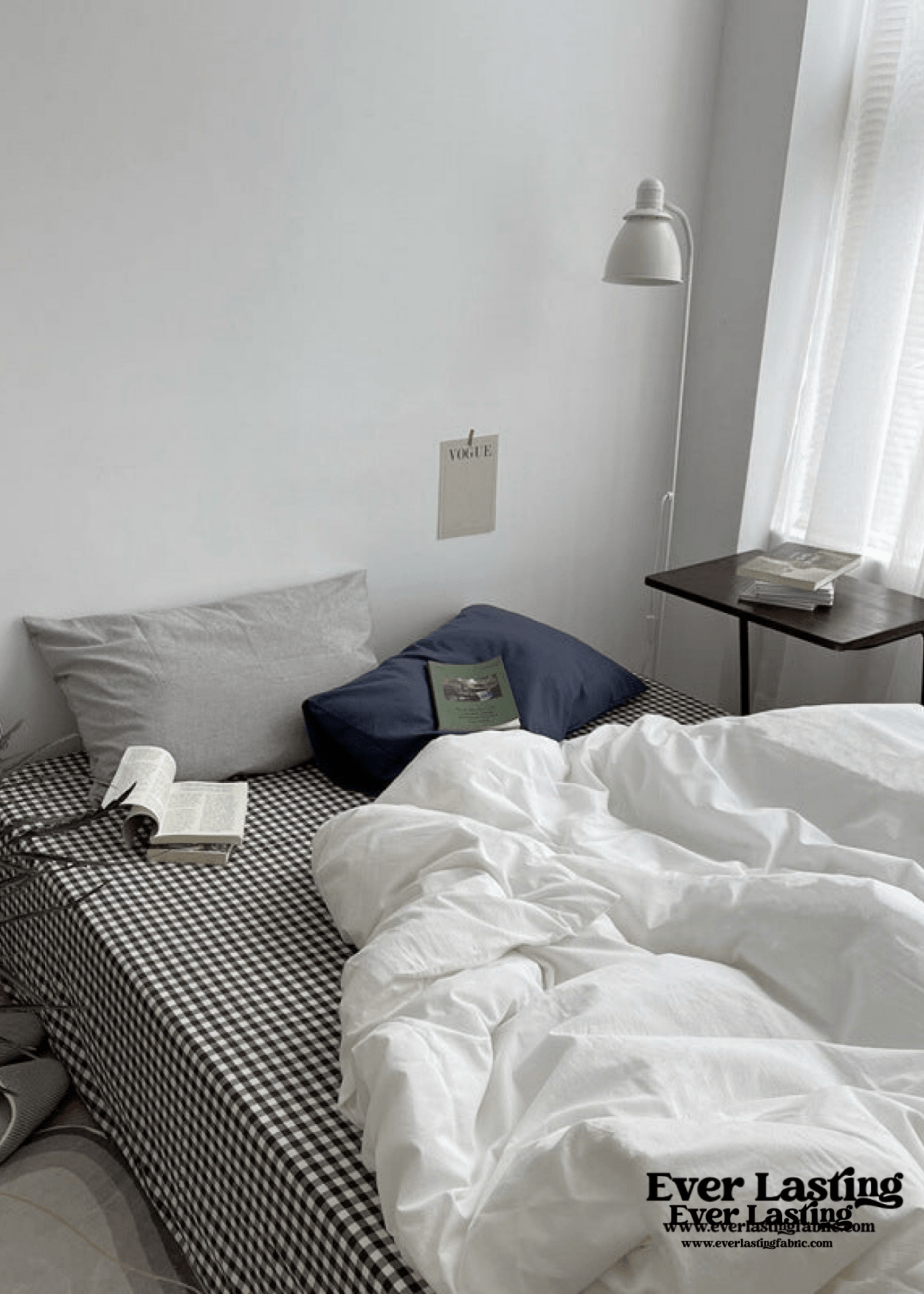 Minimal Mixed Gingham Bedding Set / Blue