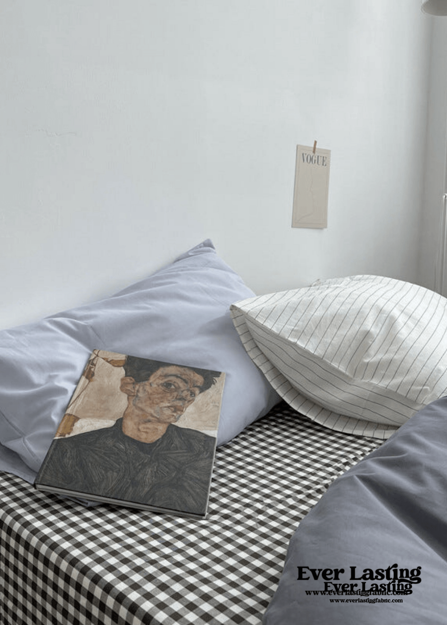 Minimal Mixed Gingham Bedding Set / Gray