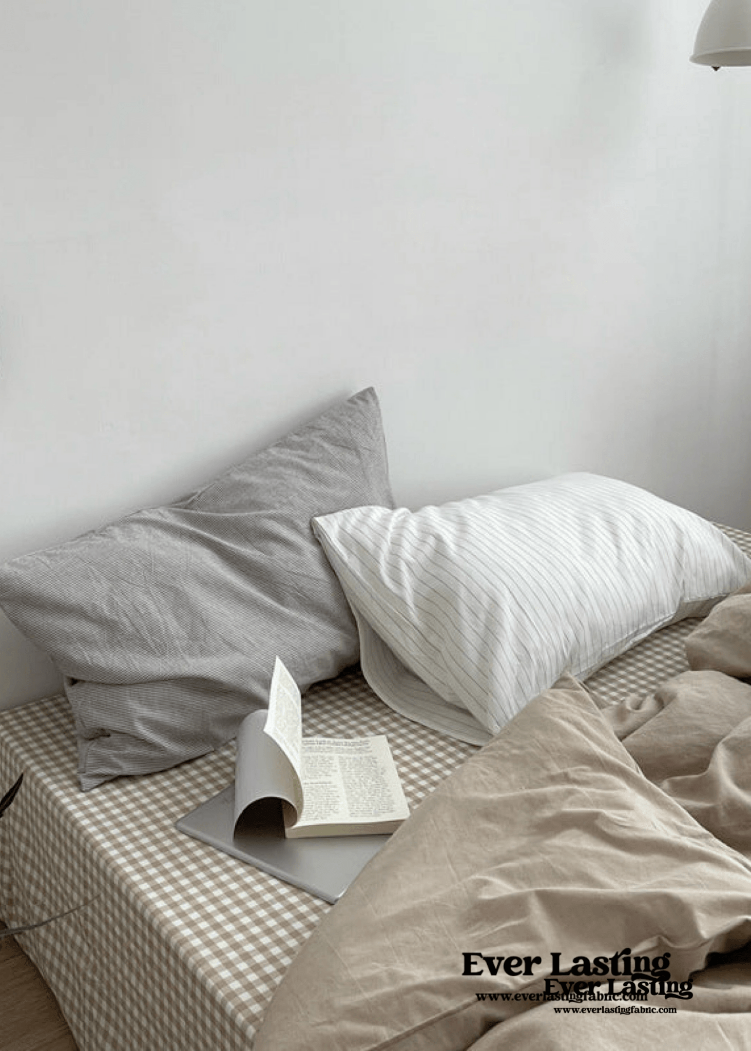 Minimal Mixed Gingham Bedding Set / Gray