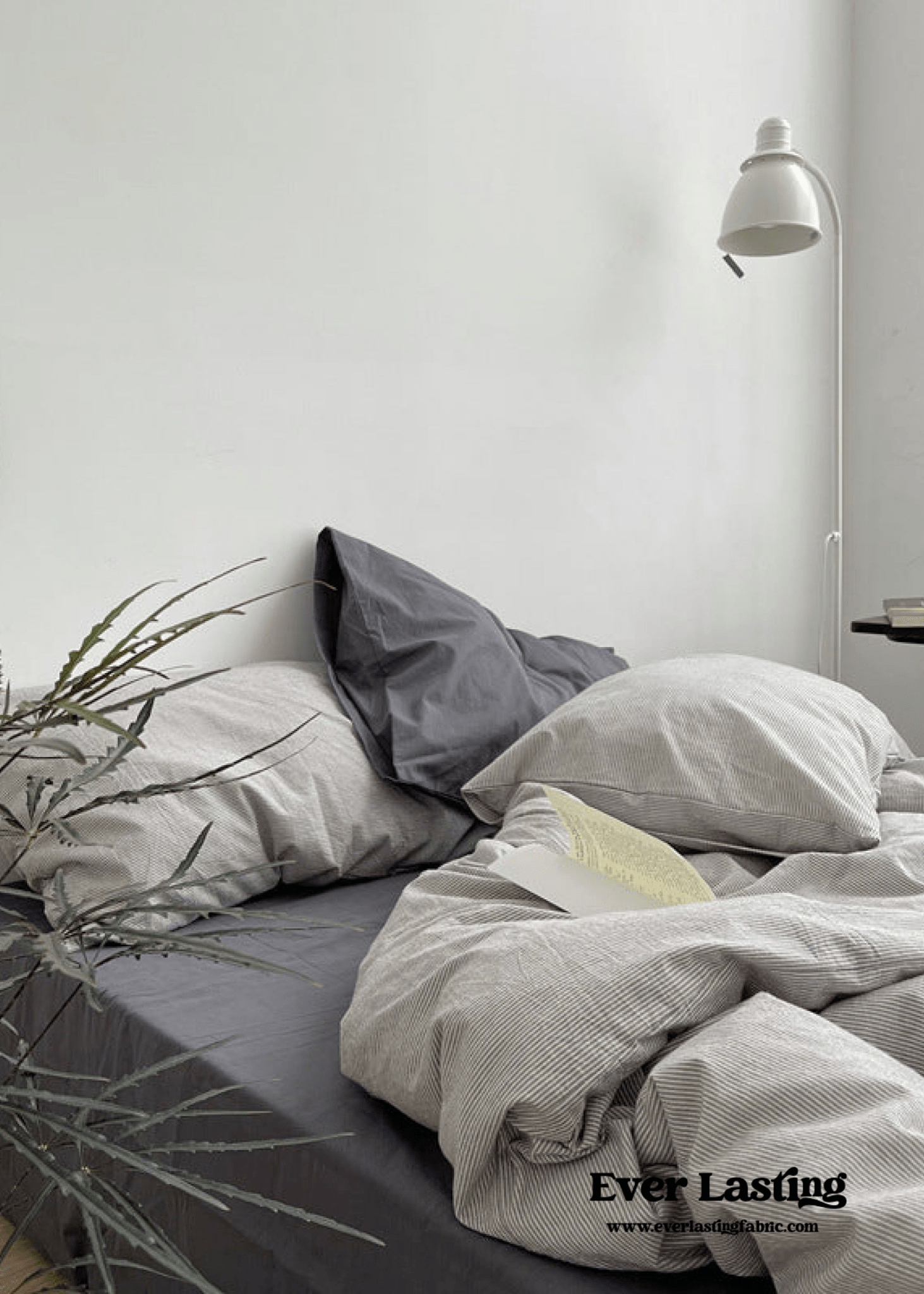Minimal Mixed Gingham Bedding Set / Gray