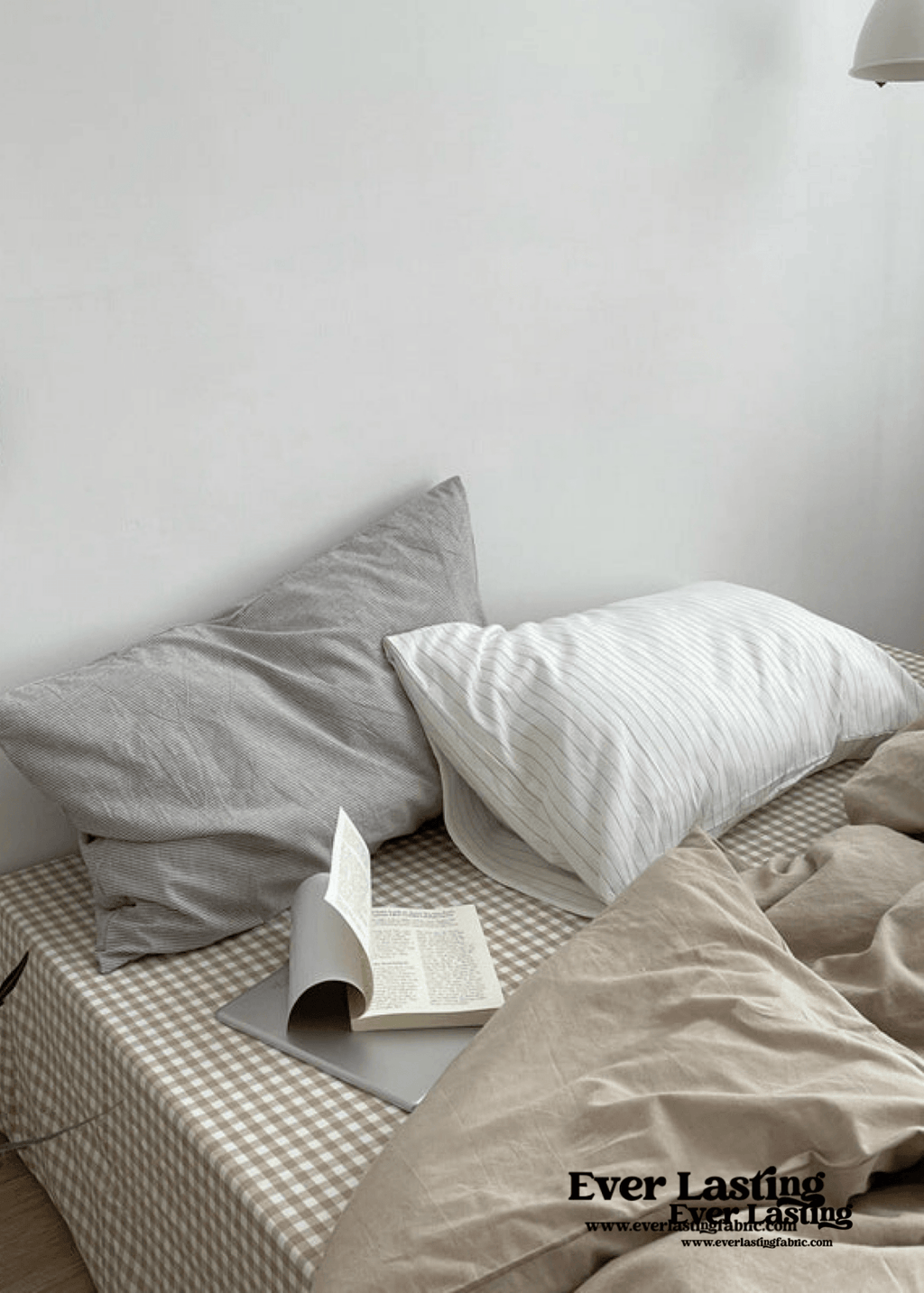 Minimal Mixed Gingham Bedding Set / White