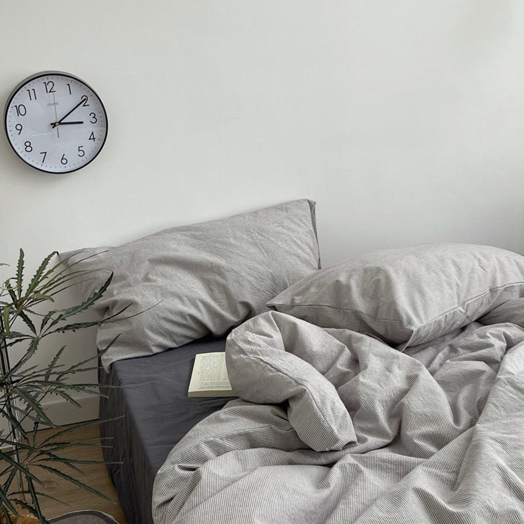 Minimal Mixed Gingham Bedding Set / White