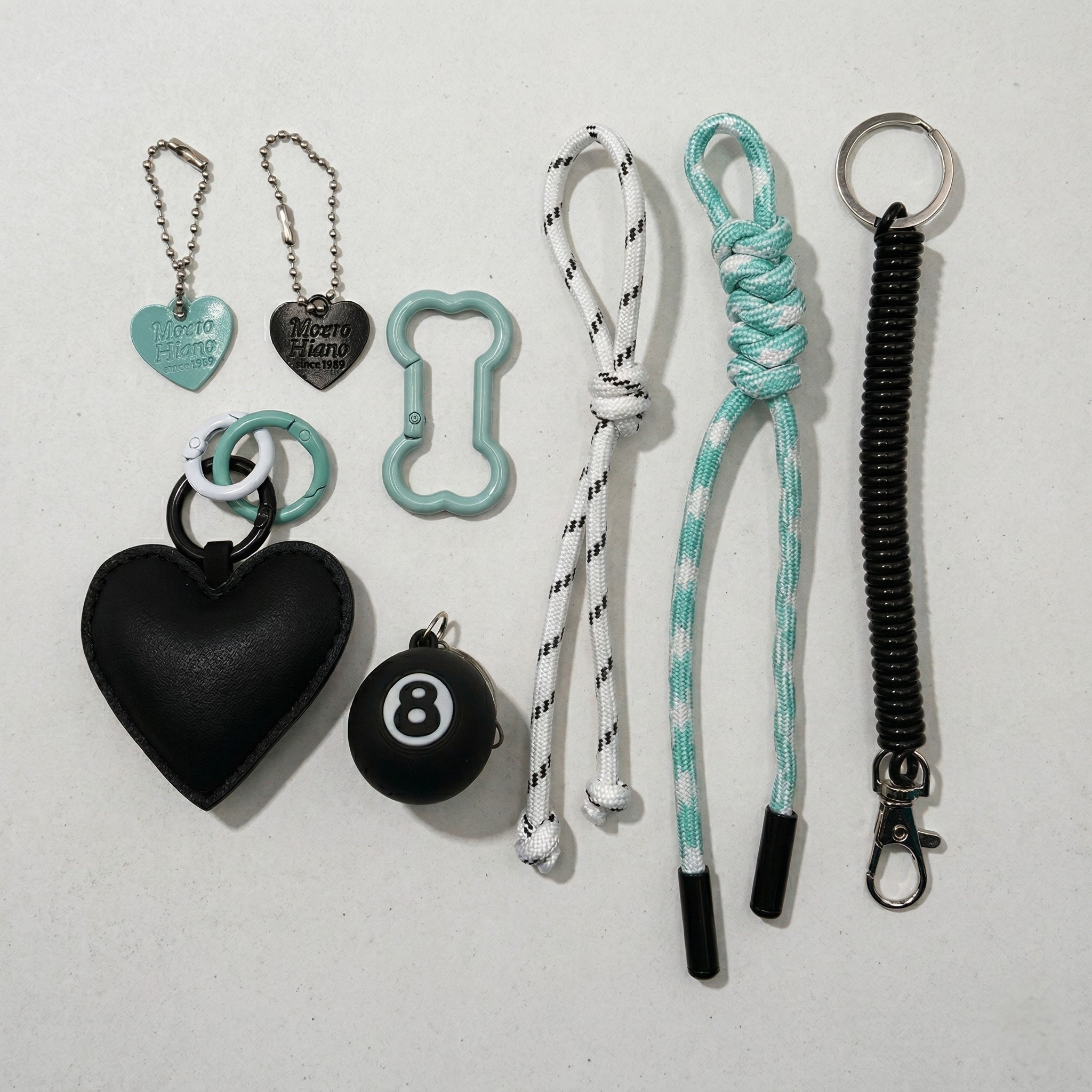 Heartbreak Club: Black & Mint Layered Bag Charm / Keychain