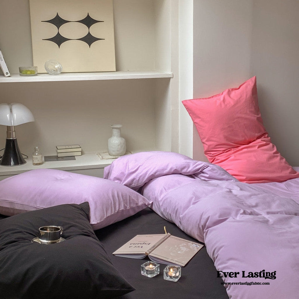 Mixed Color Maximalist Bedding Set / Green + Pink