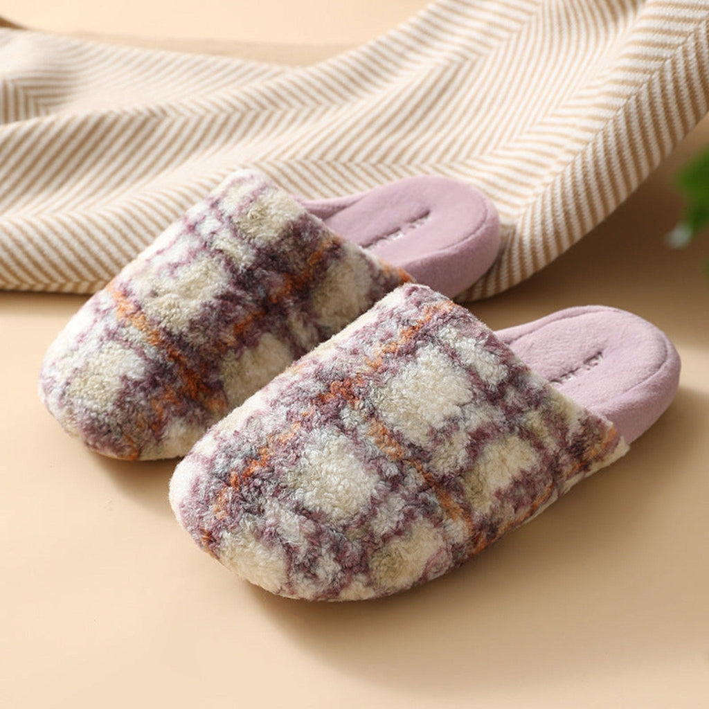 Modern Warm House Slippers / Blue Striped