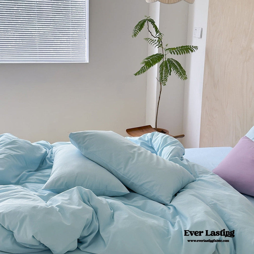 Modern Washed Cotton Bedding Set / Black