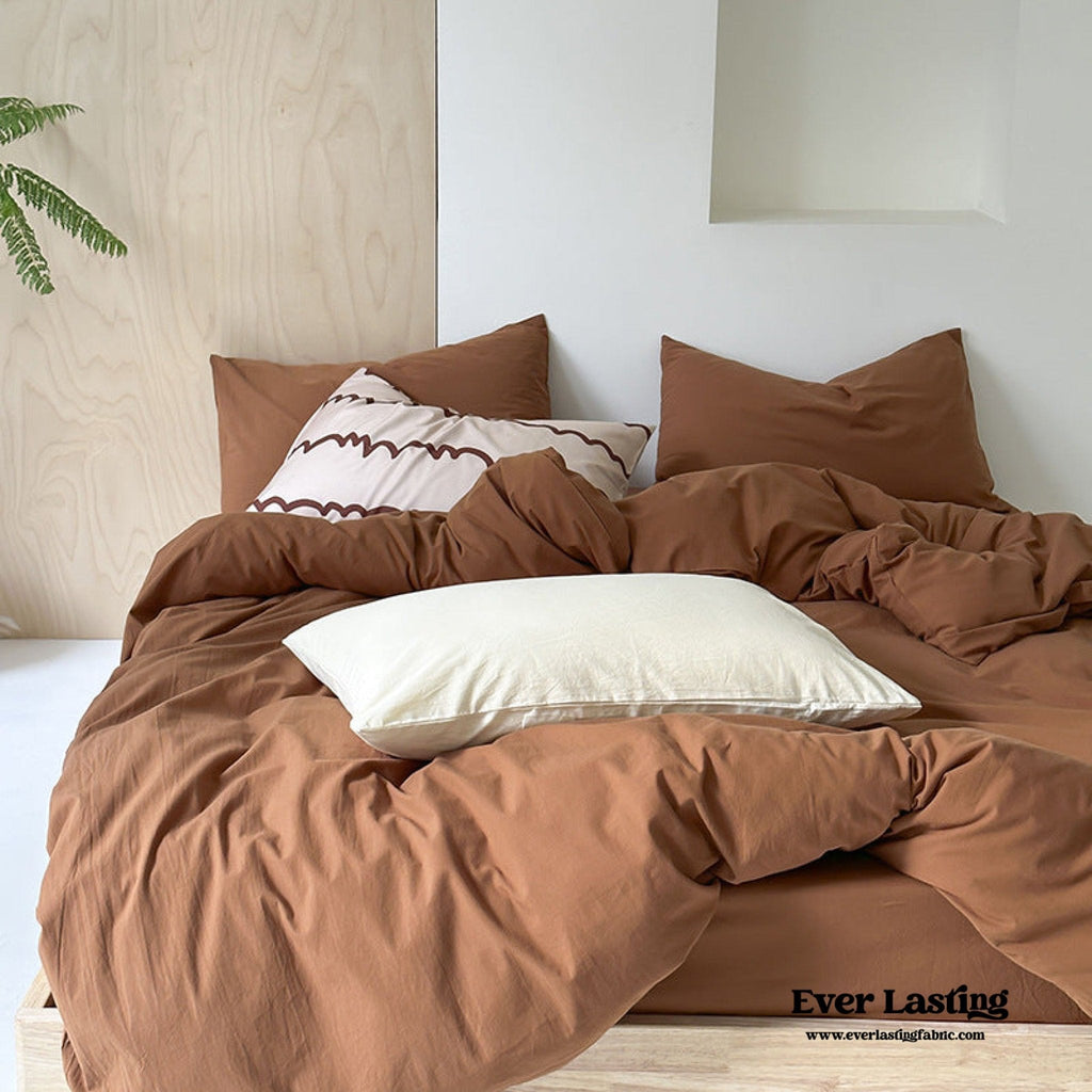 Modern Washed Cotton Bedding Set / Black