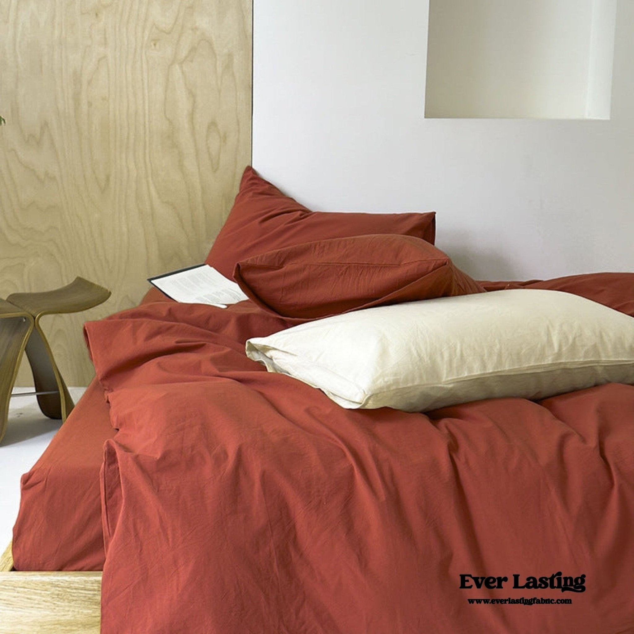 Modern Washed Cotton Bedding Set / Black