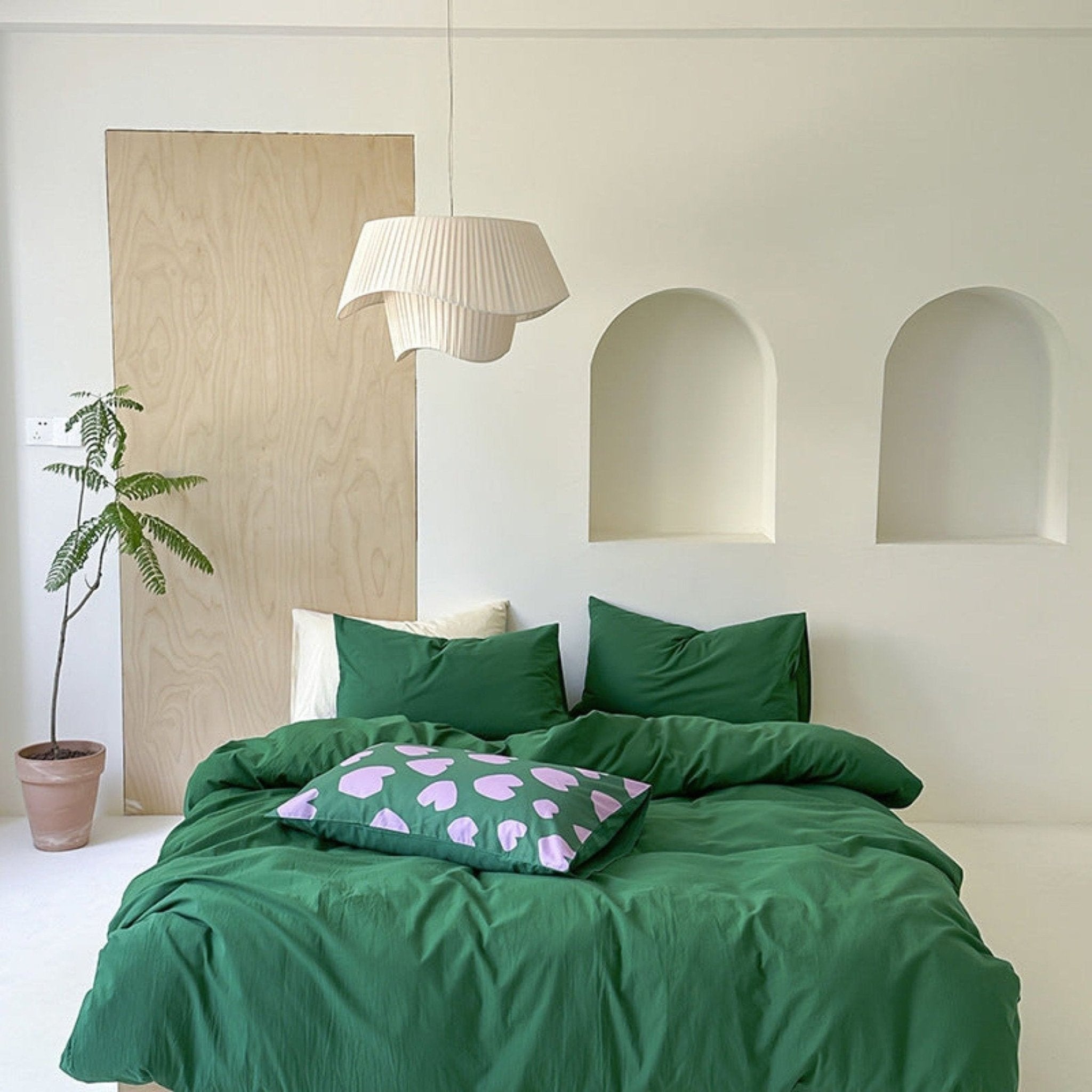 Modern Washed Cotton Bedding Set / Black