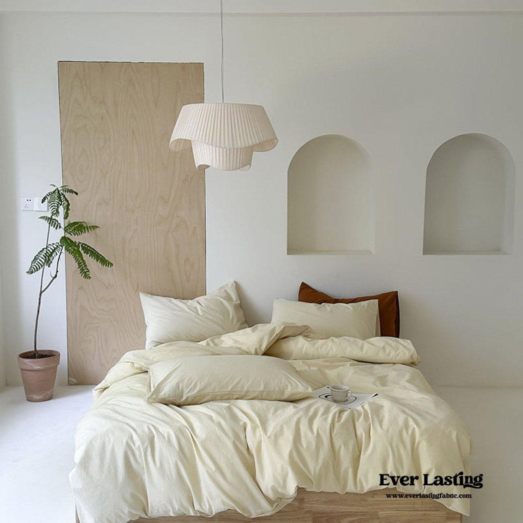 Modern Washed Cotton Bedding Set / Blue