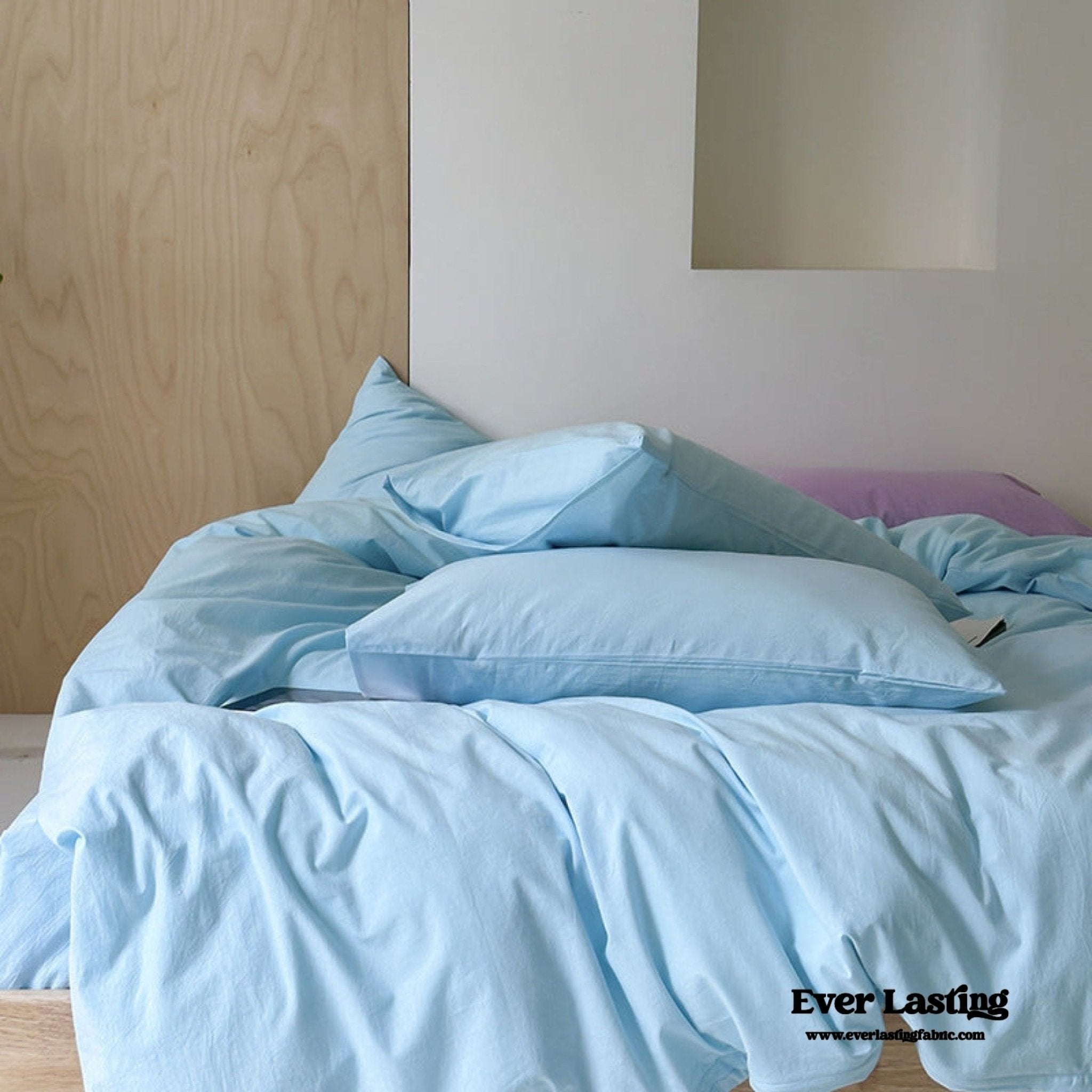 Modern Washed Cotton Bedding Set / Blue