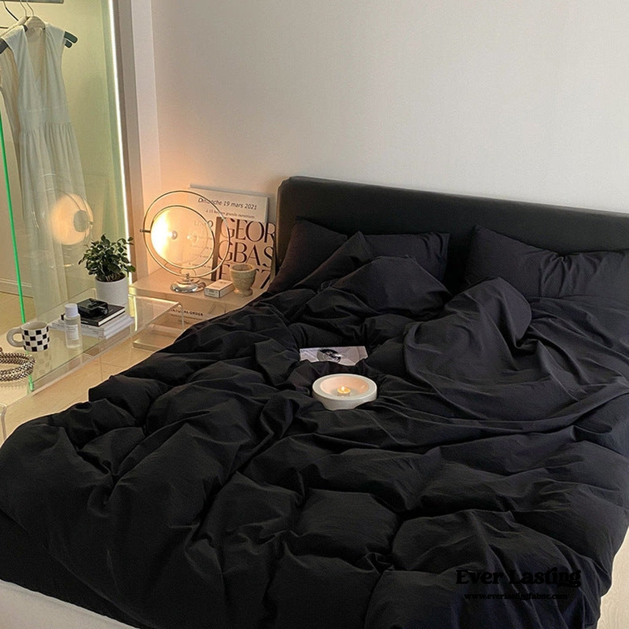 Modern Washed Cotton Bedding Set / Green