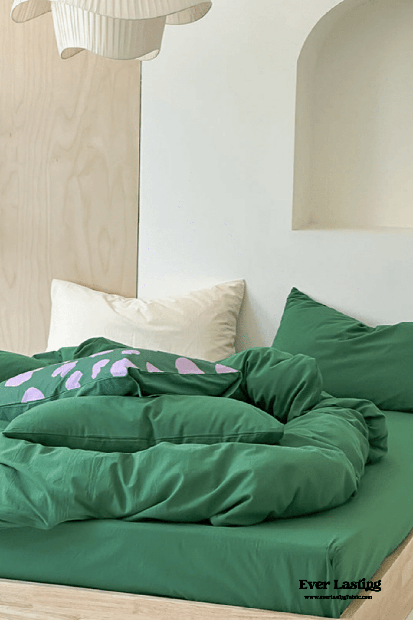 Modern Washed Cotton Bedding Set / Green