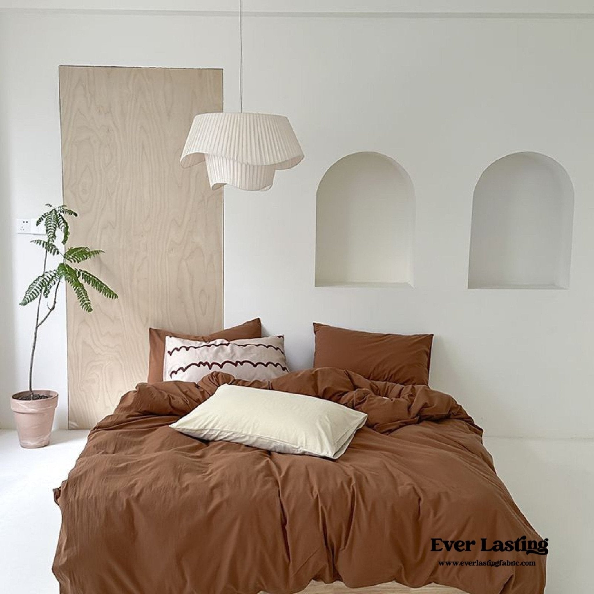 Modern Washed Cotton Bedding Set / Maple Red