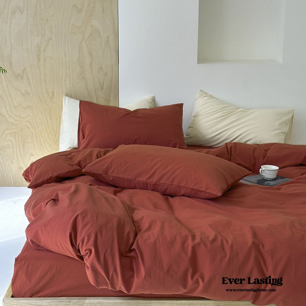 Modern Washed Cotton Bedding Set / Purple