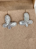 925 Silver with Mother Of Pearl Cubic Zirconia  Stud Butterfly Earring Jewelry