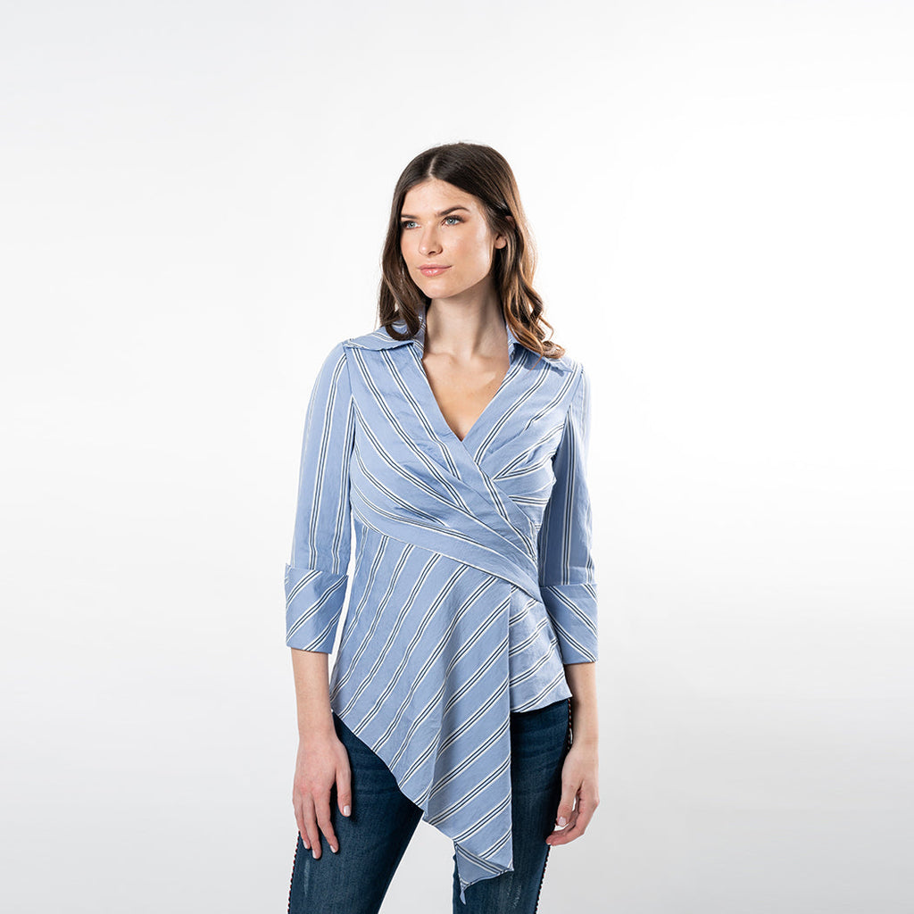 Asymmetric Hem Wrap Shirt