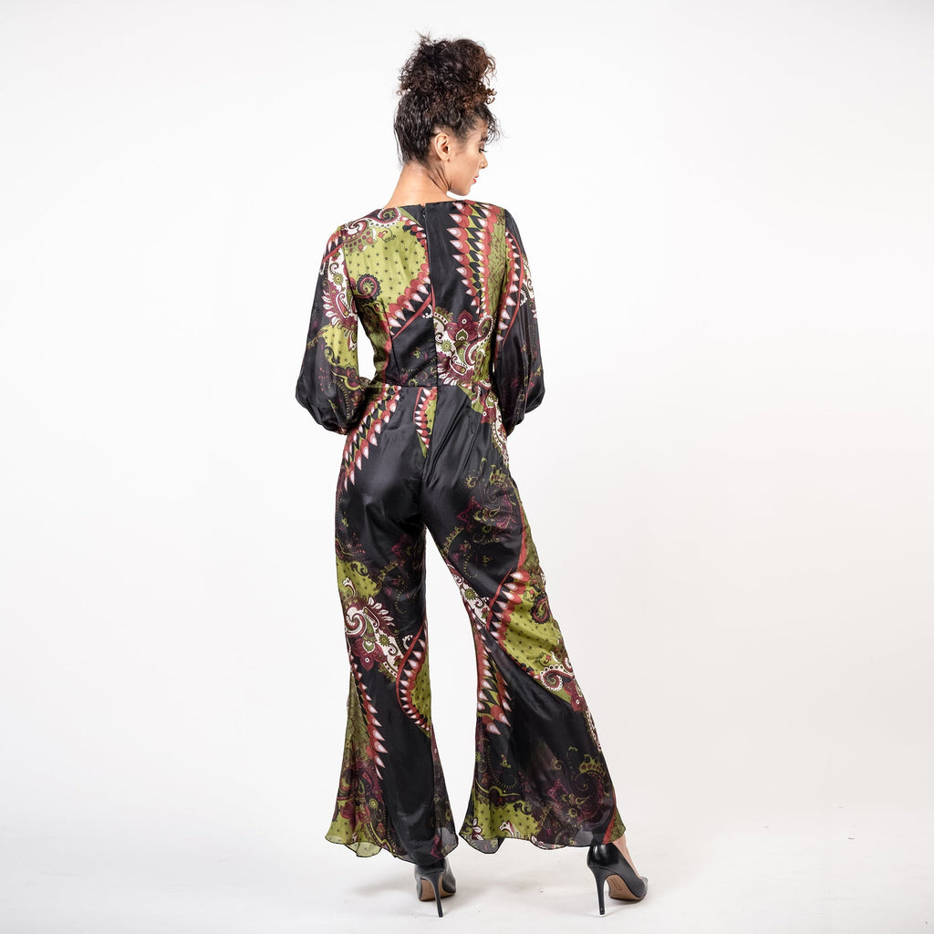 Shirred Leg Surplice Jumpsuit