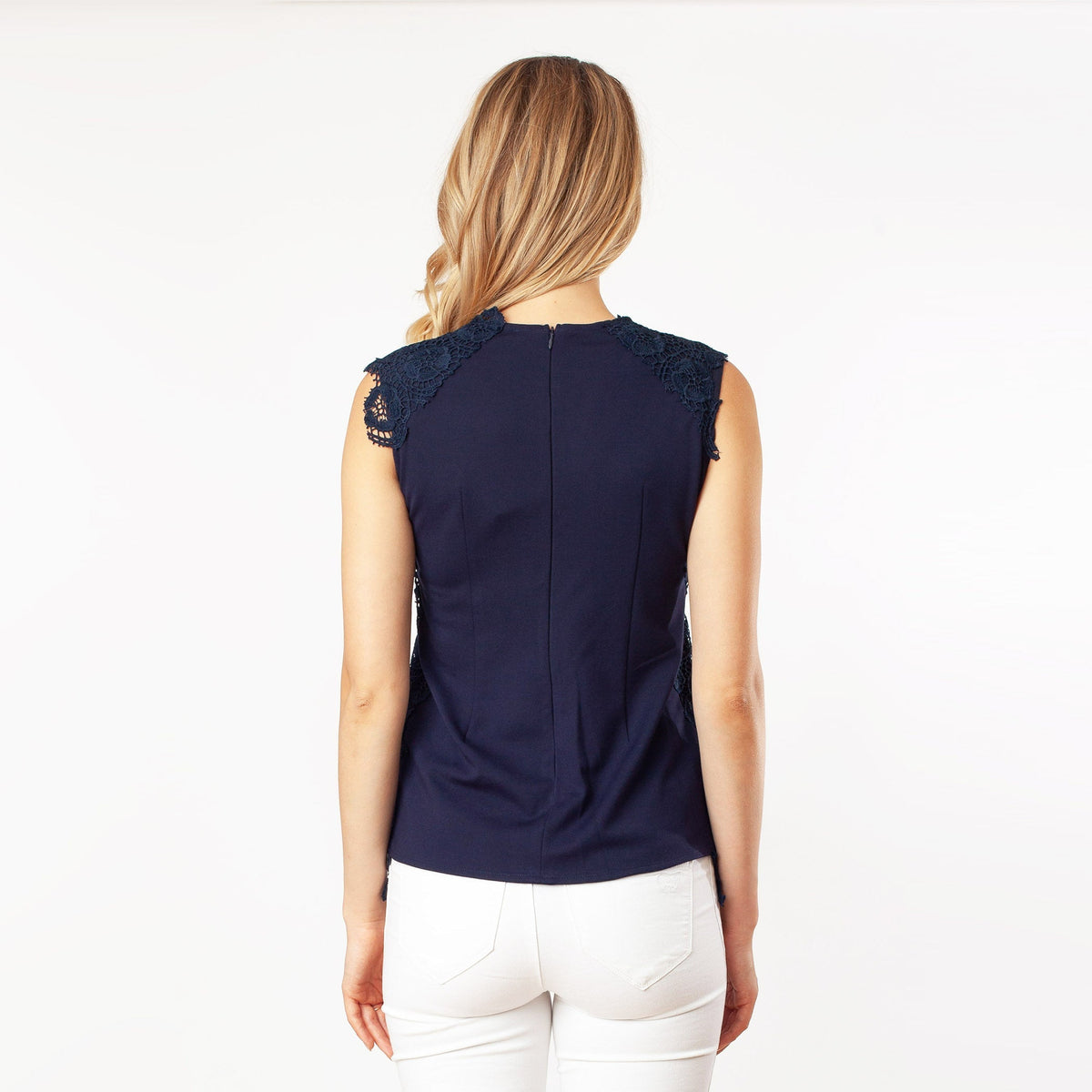 Sleeveless Mix-Media Blouse