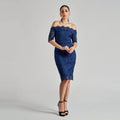 Off The Shoulder Flower Applique Sheath