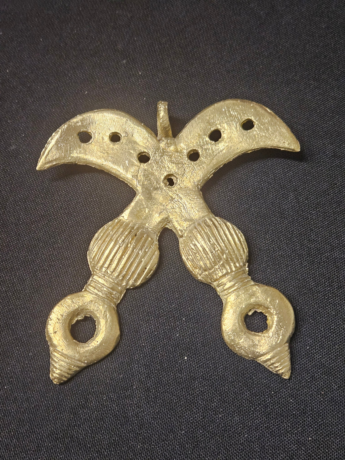 Large Handcrafted Akofena African Brass Pendant | Authentic Ghana Adinkra Symbol