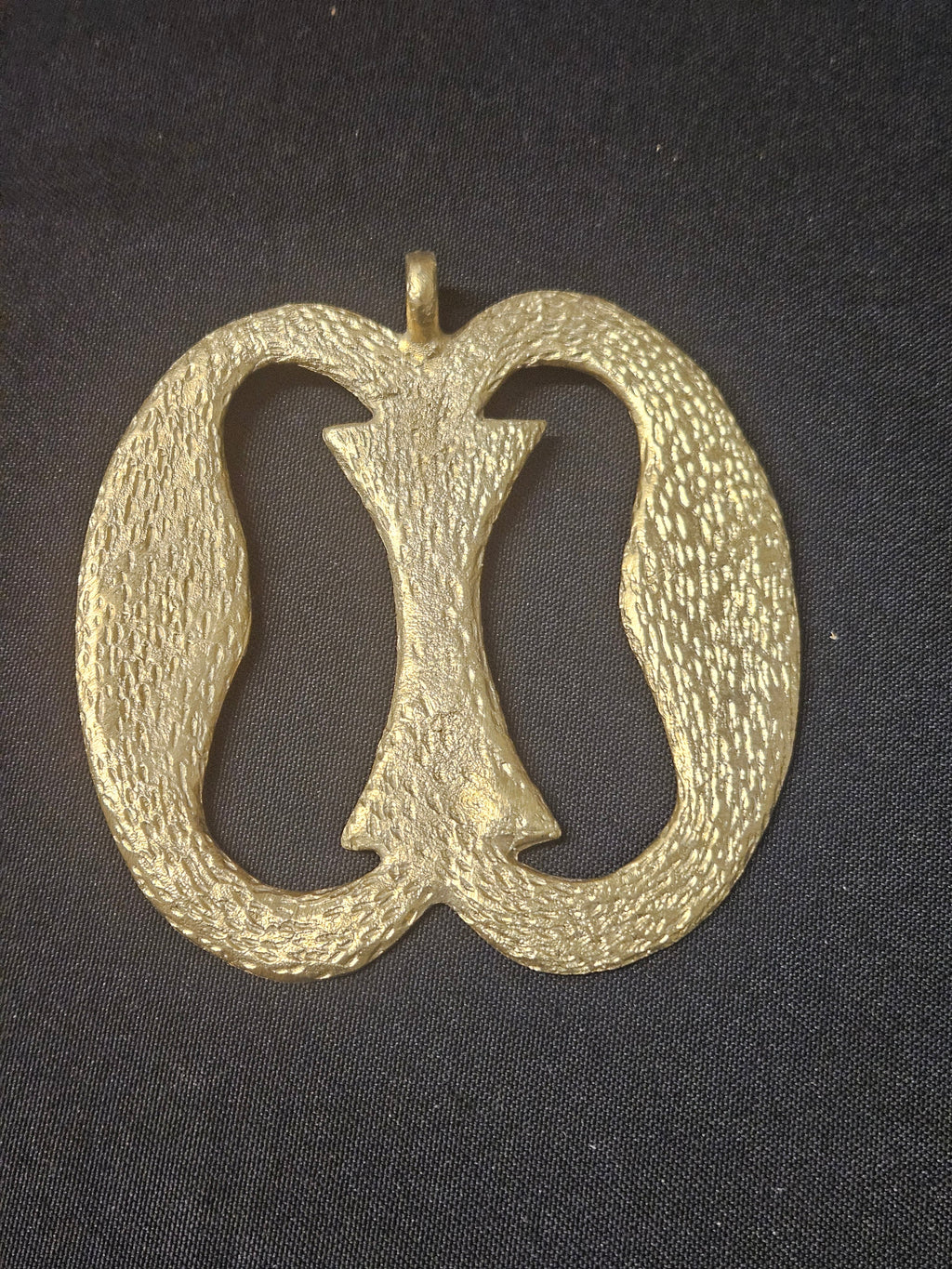 Oversized Nkonsonkonson Ashanti Brass Pendant – Handcrafted Adinkra Symbol from Ghana (4" x 4.5")