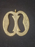 Oversized Nkonsonkonson Ashanti Brass Pendant – Handcrafted Adinkra Symbol from Ghana (4" x 4.5")