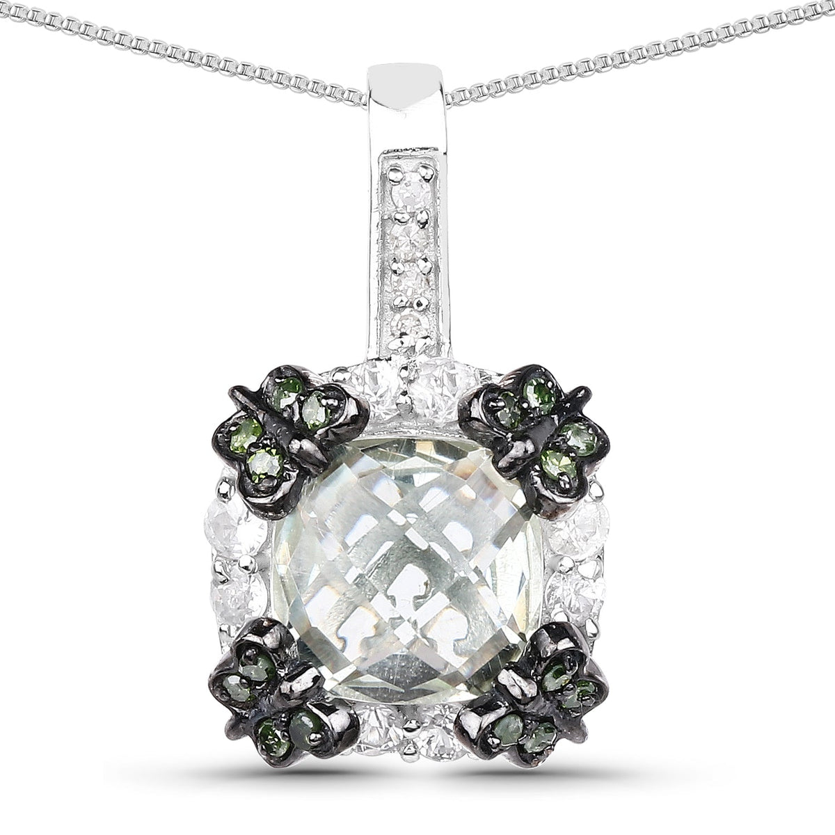2.72 ct. Genuine Multi Stones .925 Sterling Silver Pendant