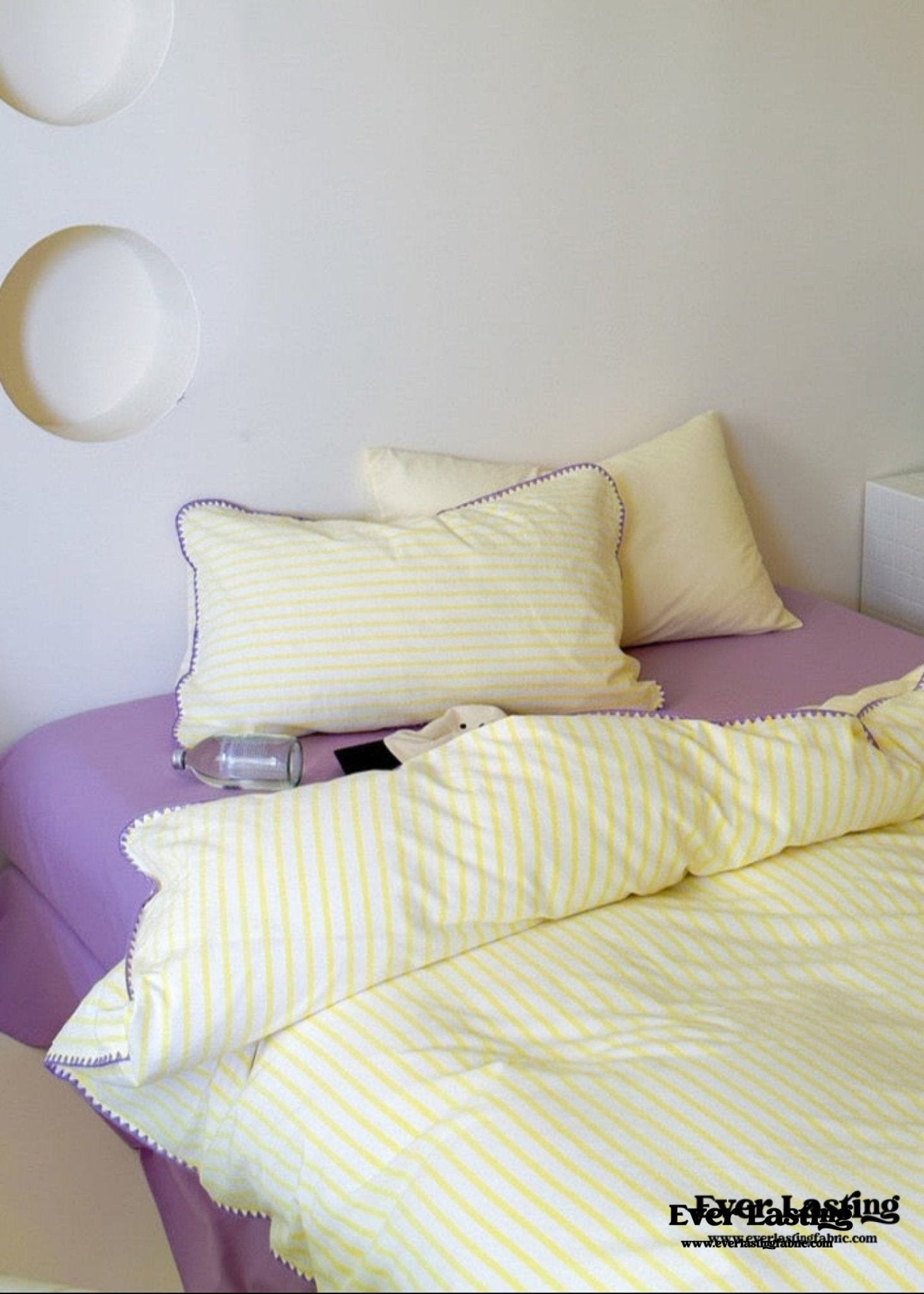 Pepper Candy Stripe Bedding Set / Blue + Yellow