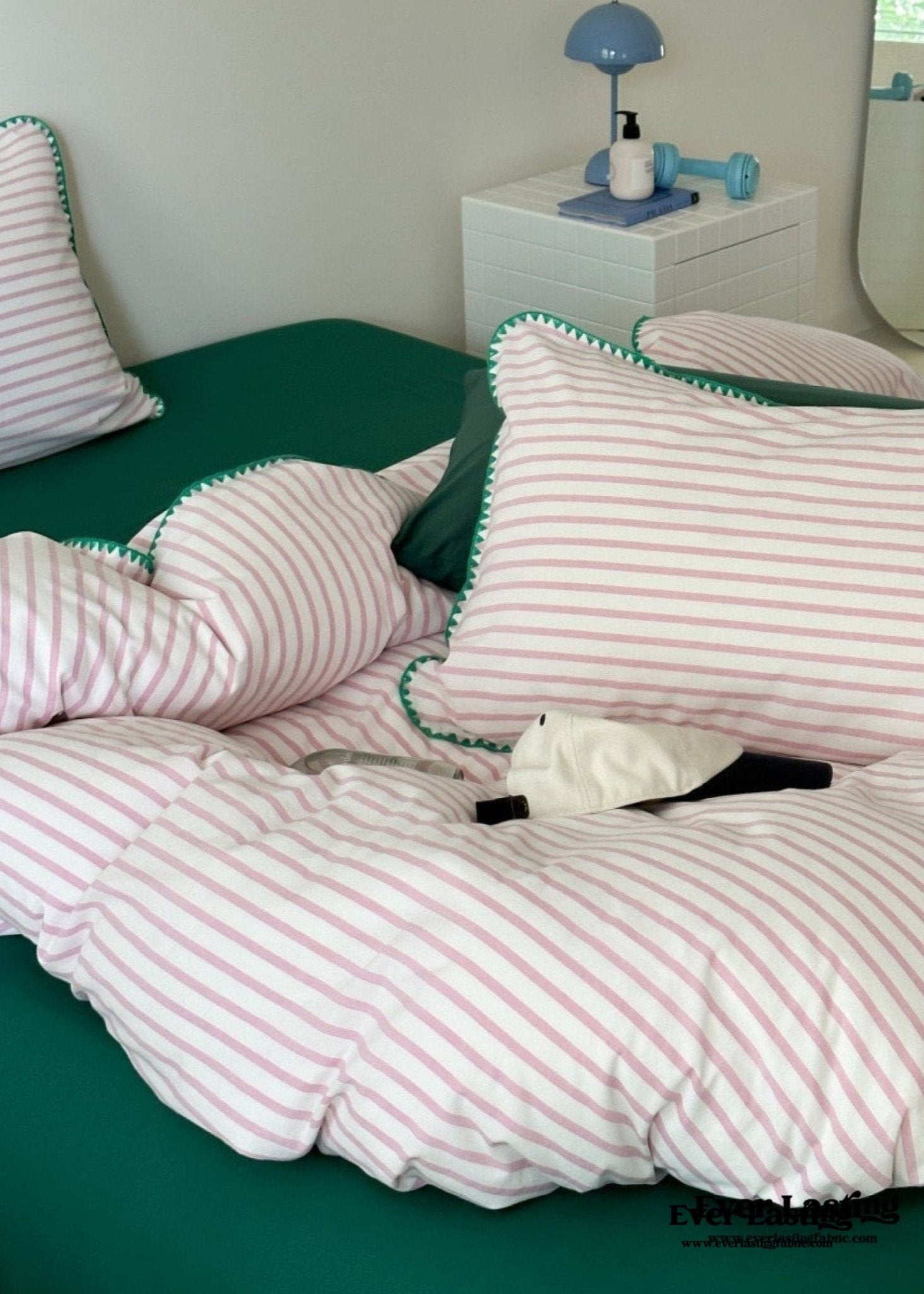 Pepper Candy Stripe Bedding Set / Light Green