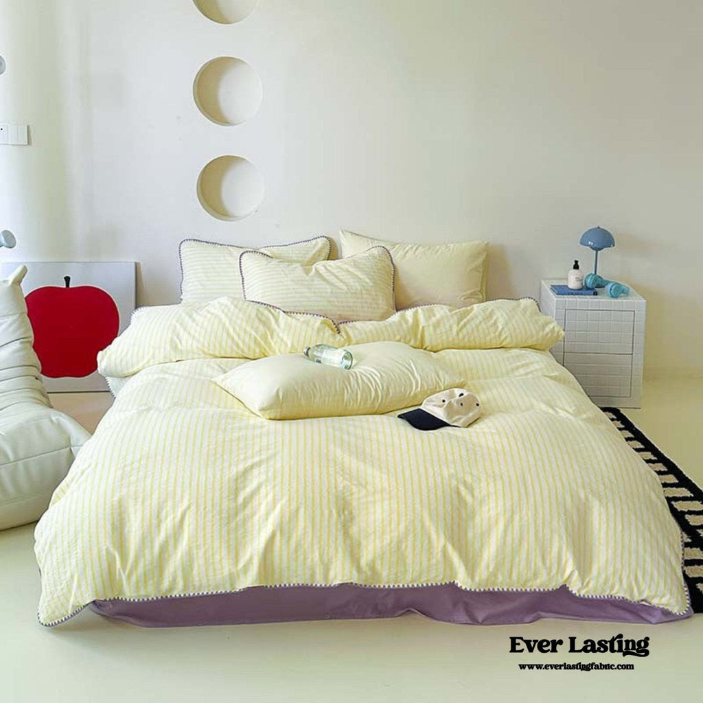 Pepper Candy Stripe Bedding Set / Light Green