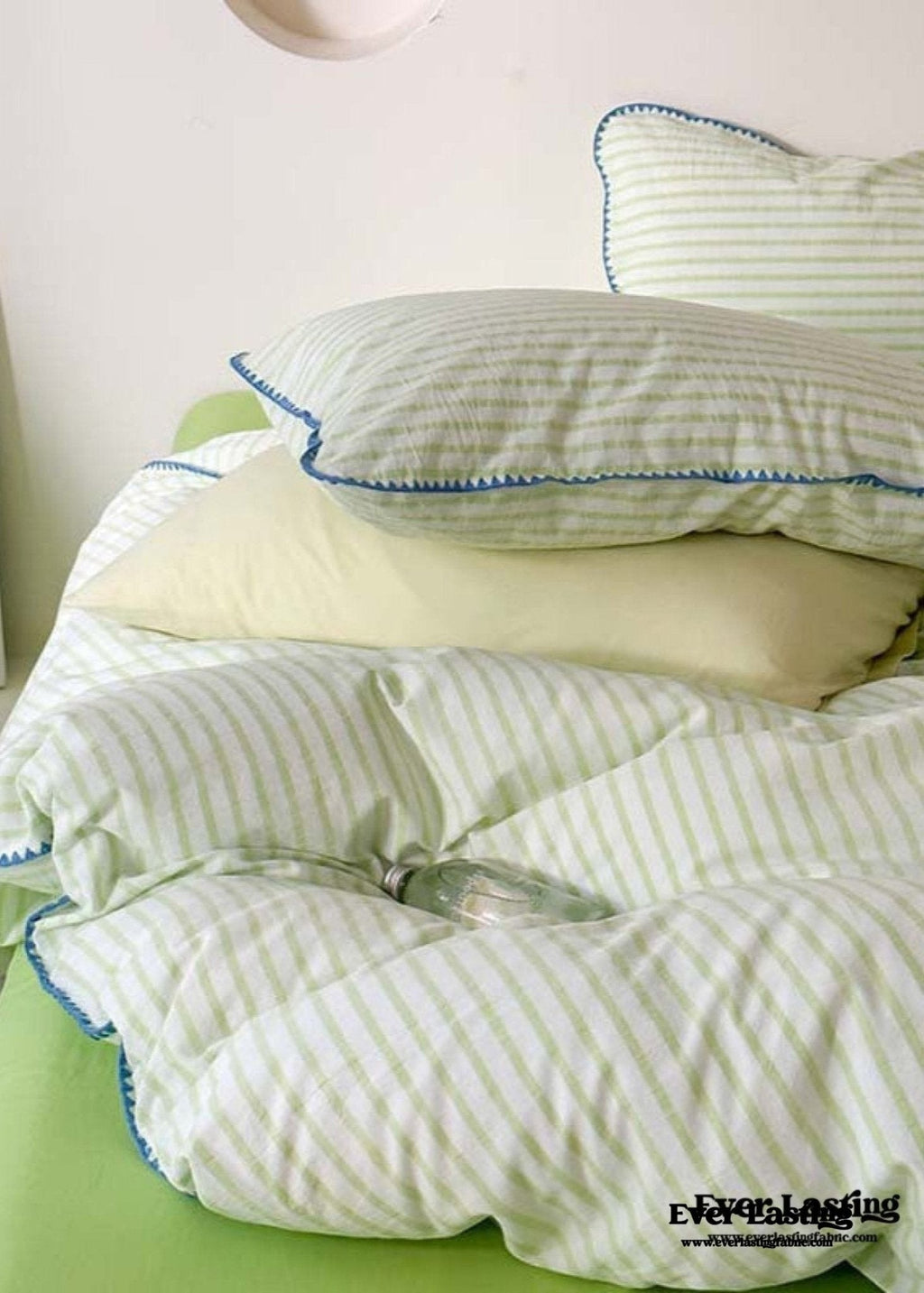 Pepper Candy Stripe Bedding Set / Light Green