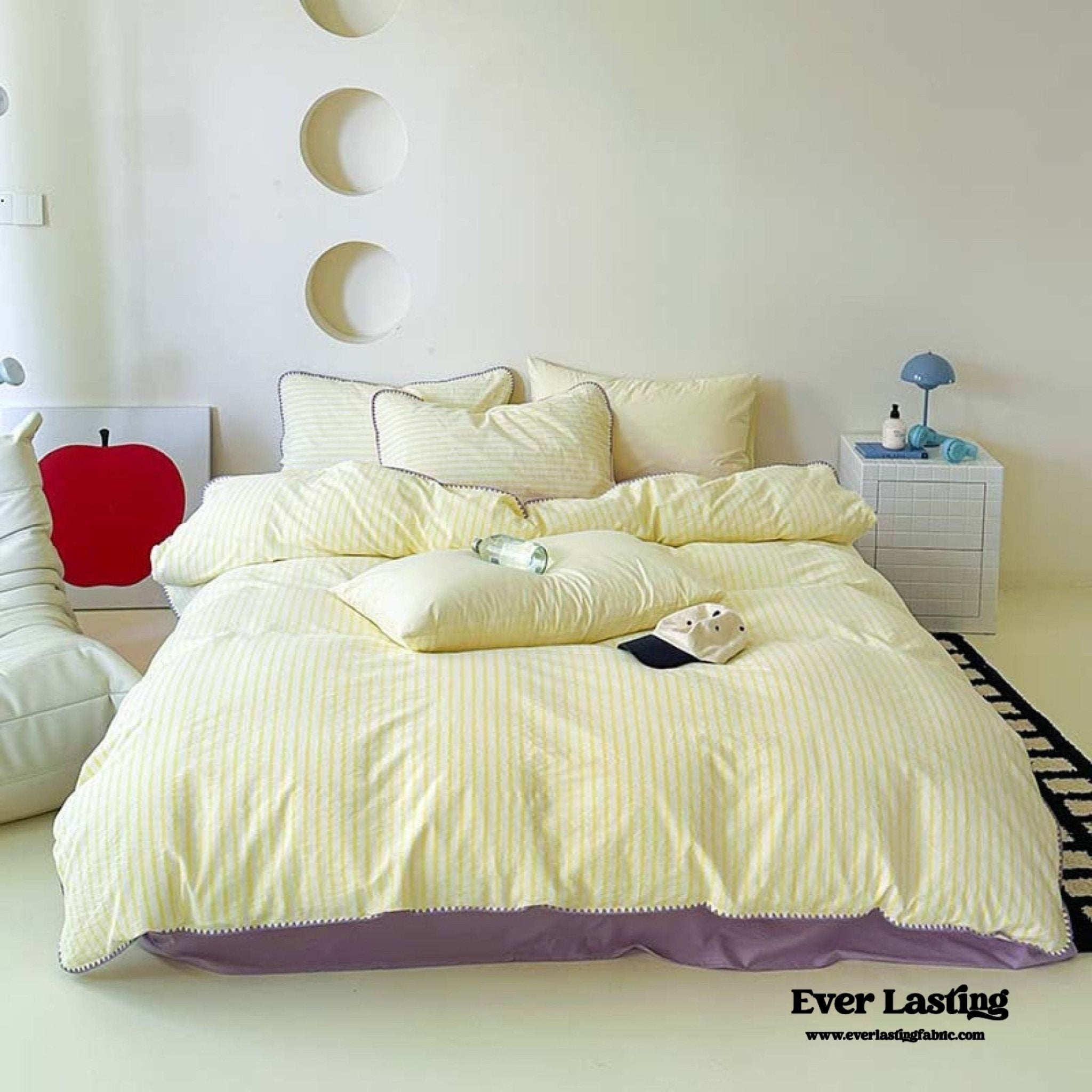 Pepper Candy Stripe Bedding Set / Purple + Green