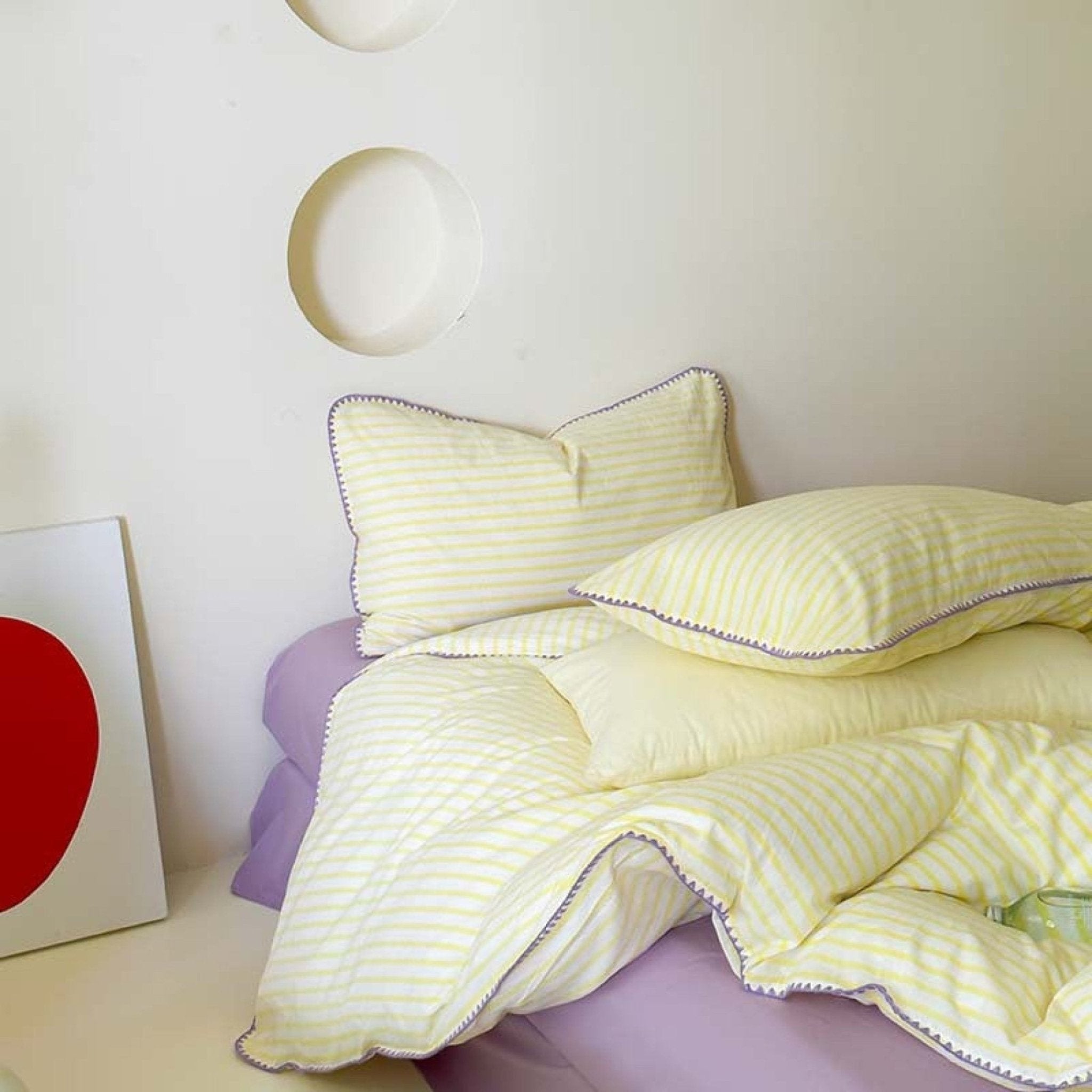 Pepper Candy Stripe Bedding Set / Purple + Green