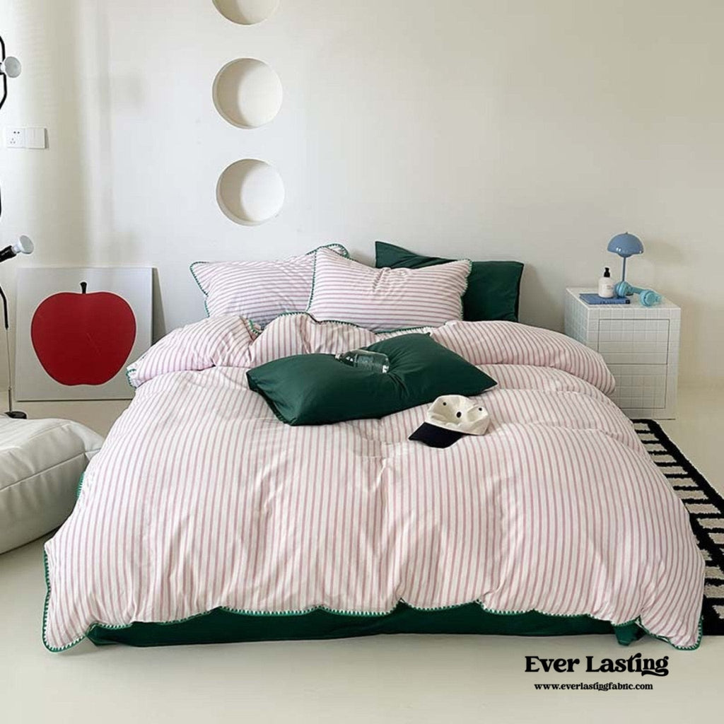 Pepper Candy Stripe Bedding Set / Purple + Green