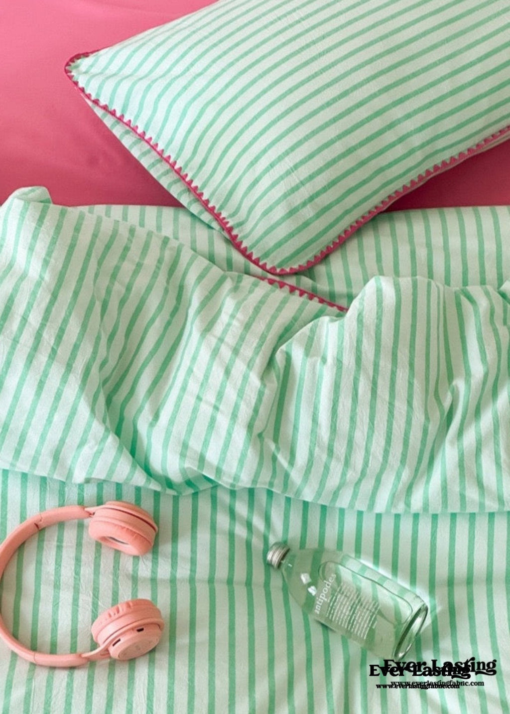 Pepper Candy Stripe Bedding Set / Purple + Green
