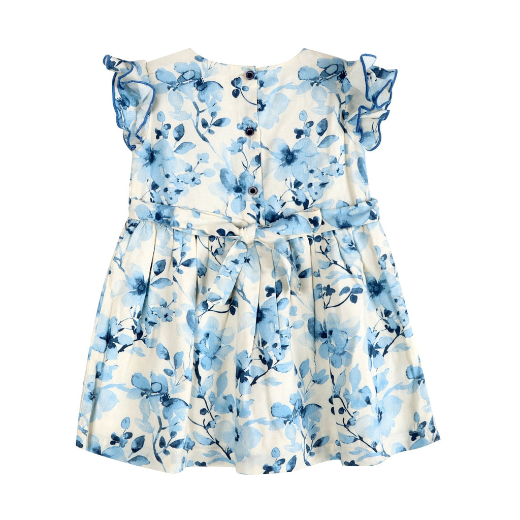 Periwinkle Blue Floral Print Cotton Dress | Soft Rayon Twirl