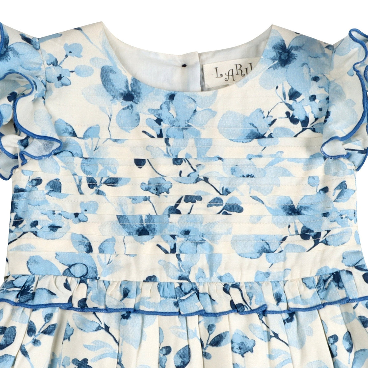 Periwinkle Blue Floral Print Cotton Dress | Soft Rayon Twirl