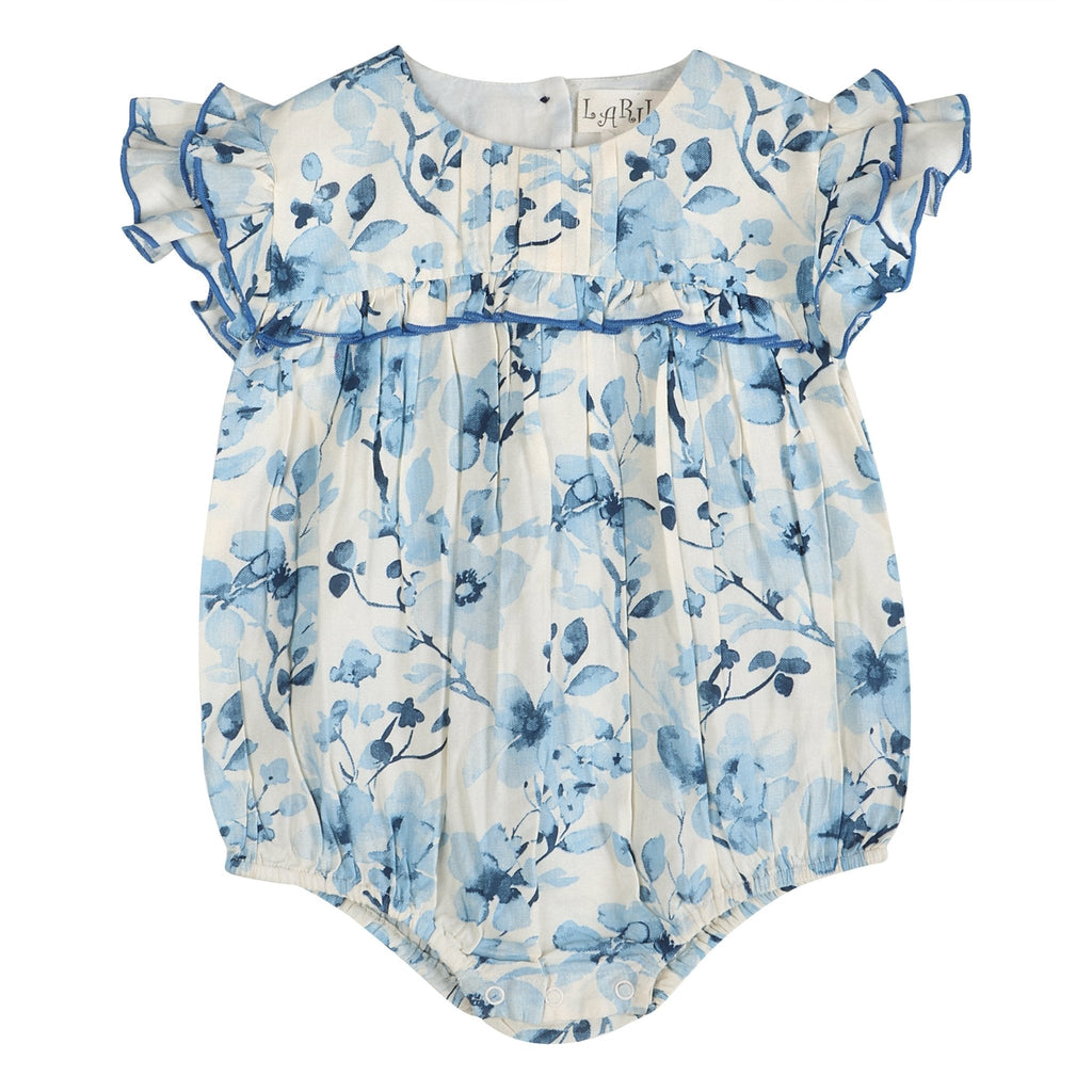 Periwinkle Blue Floral Print Girl Romper