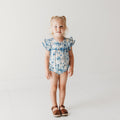 Periwinkle Blue Floral Print Girl Romper