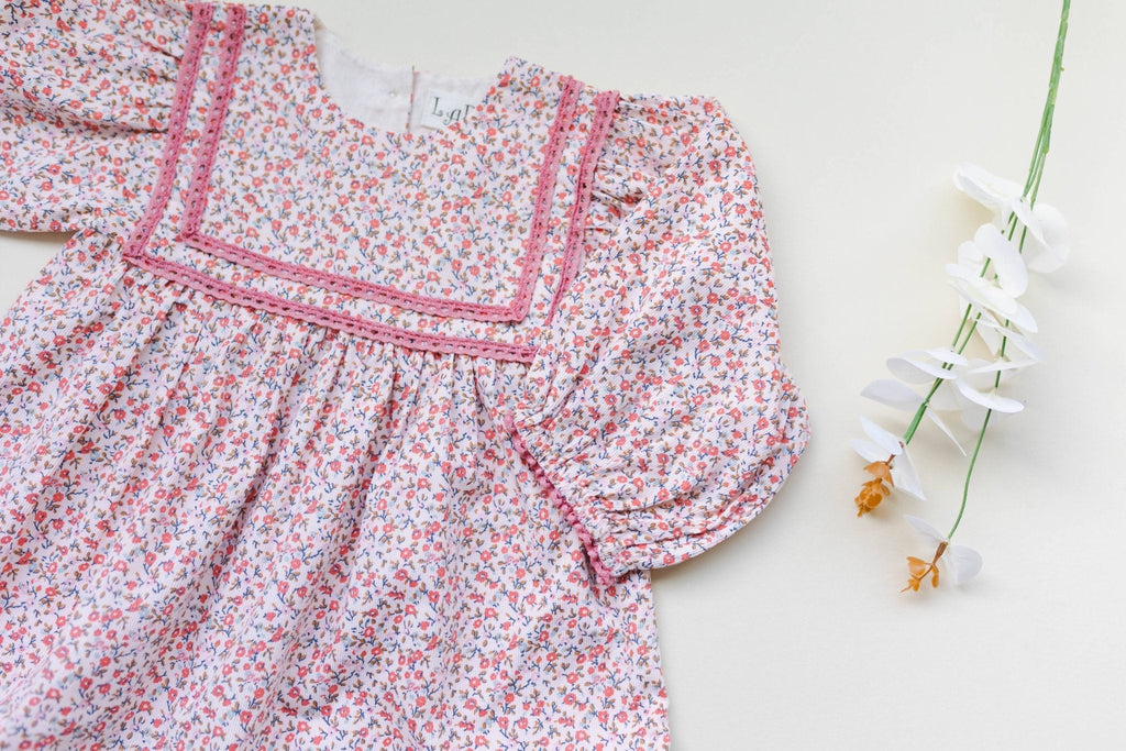 Pink Ditsy Print Cord Romper