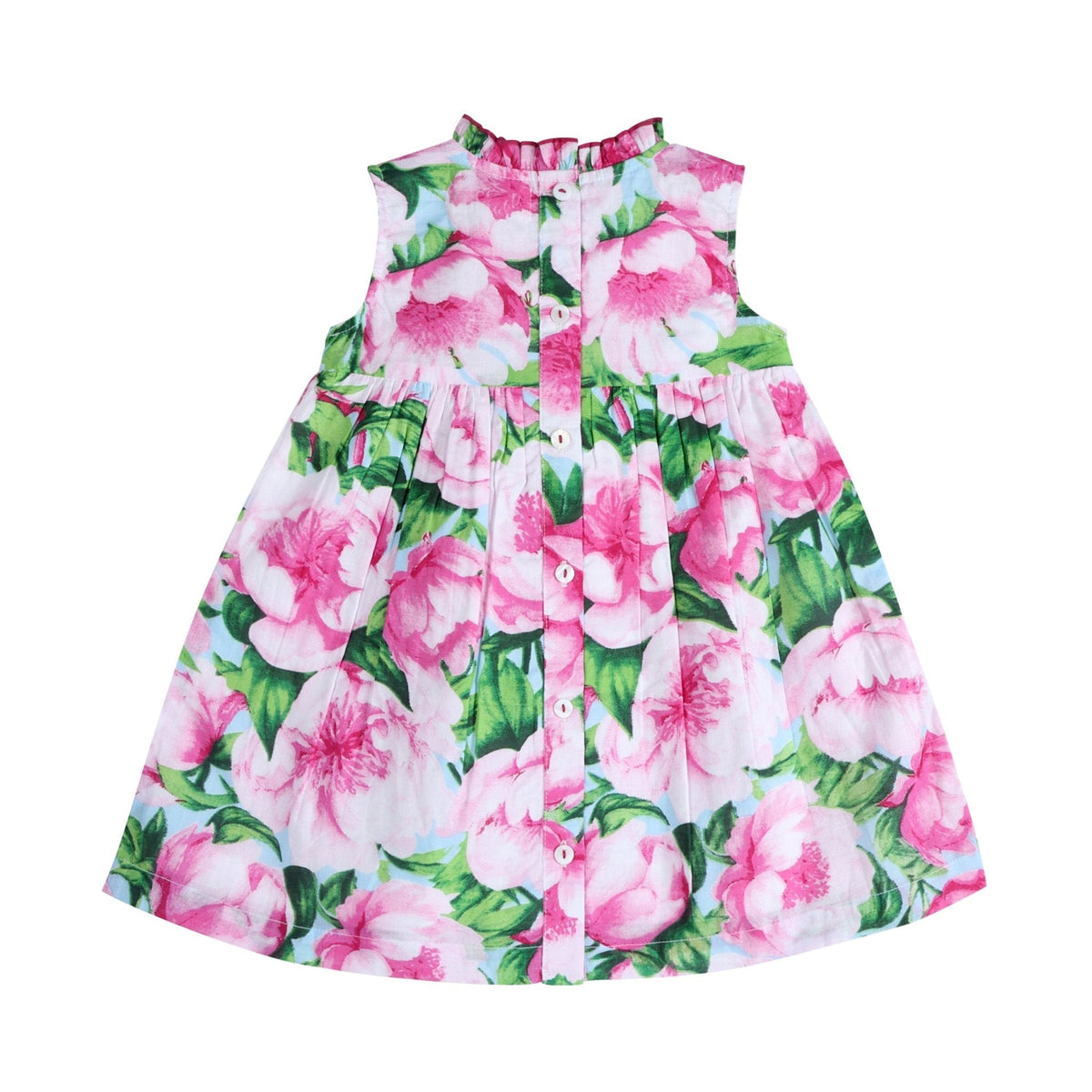 Pink Peony Ruffled Olivia Dress | Statement Floral Print