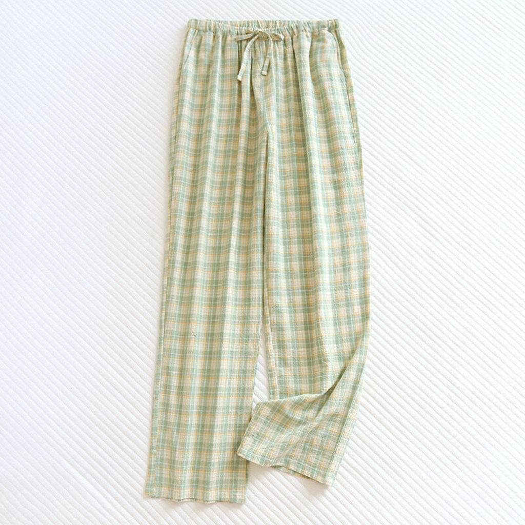 Plaid Washed Cotton Pajama Pants / Orange