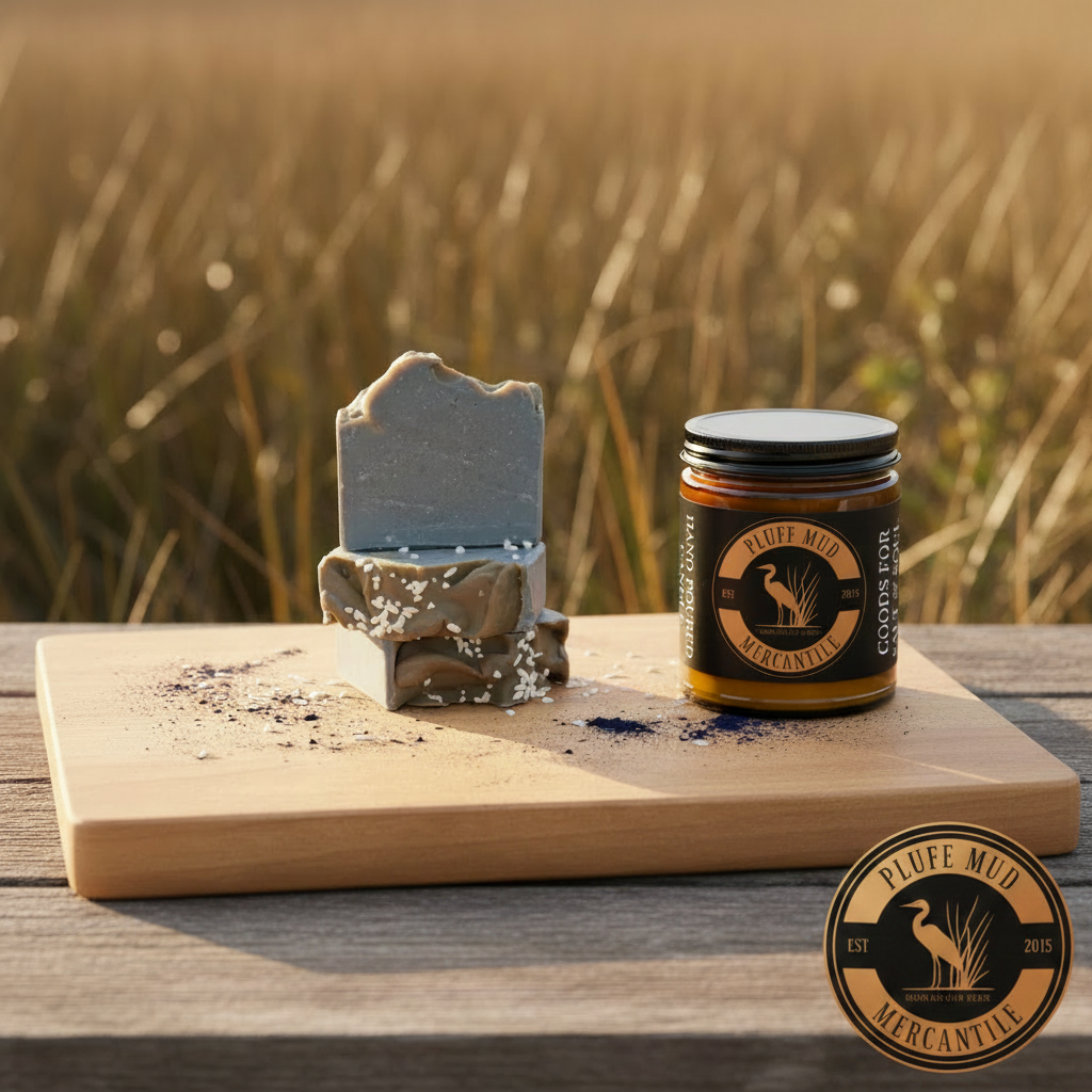 Pluff Mud Mercantile Vintage 9oz Amber Jar Candle | Black Lid