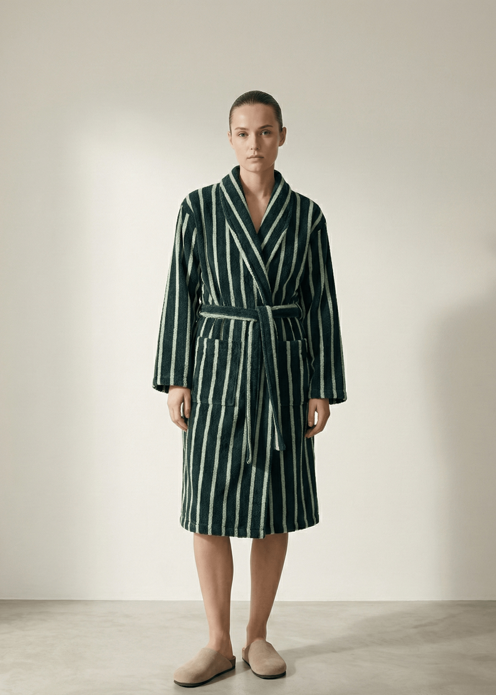 Quiet Evening Striped Robe Set / Burgundy