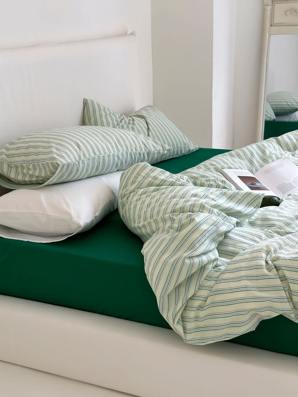 Refreshing Stripe Bedding Set / Forest Green
