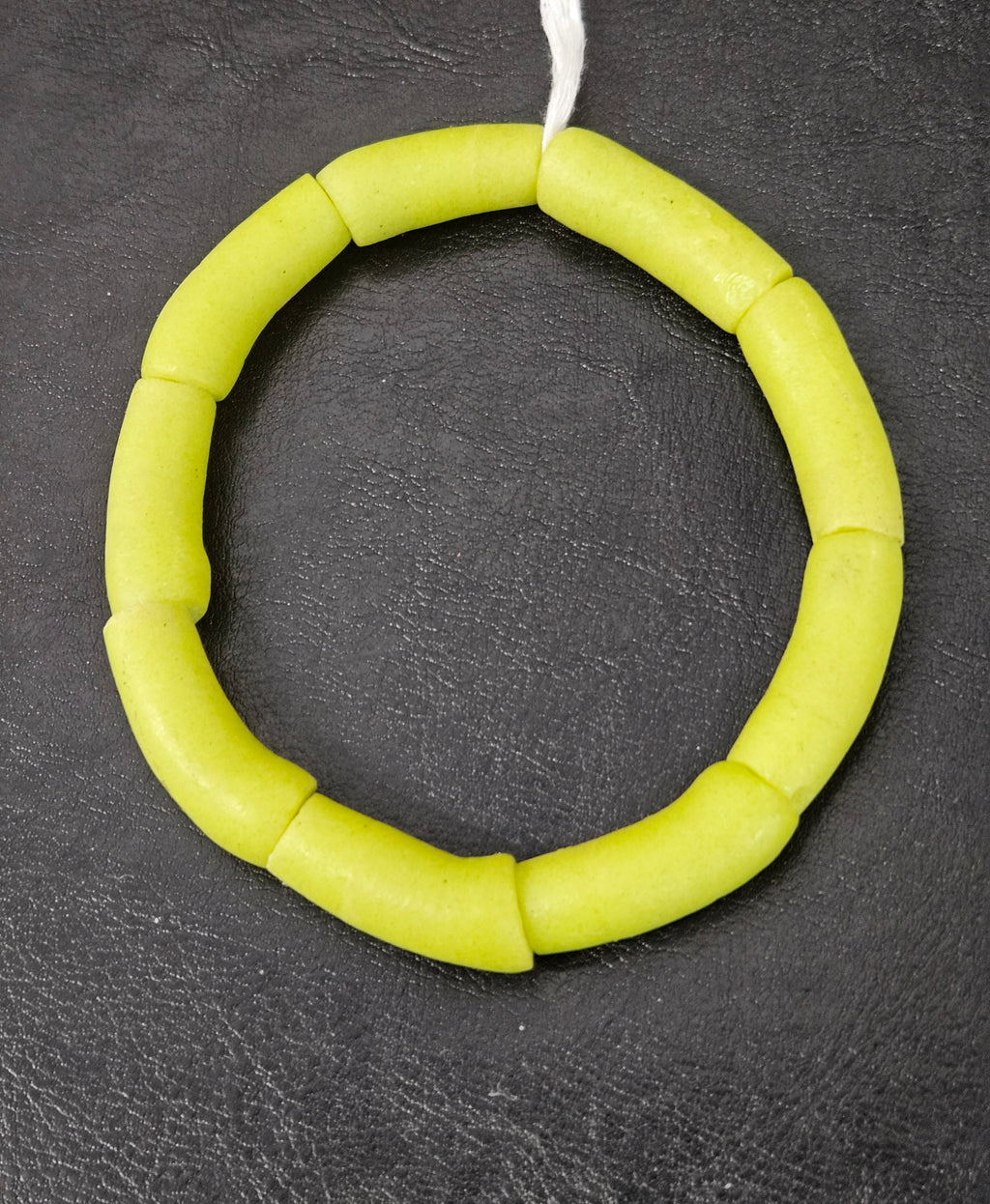 Lime Green Krobo Powdered Glass Tube Beads • Handmade Recycled Glass • Ghana • Large Hole • 10–12 × 24–30 mm